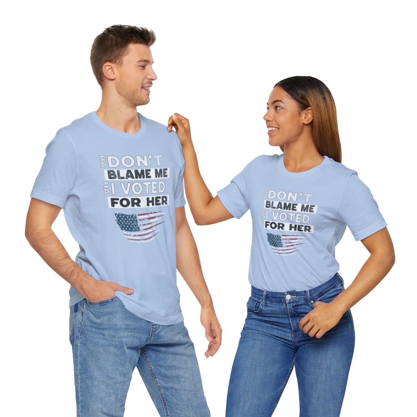 Don't Blame Me I Voted for Her Cotton Unisex Jersey T-Shirt, Political Humor, Election Day Tee, Women's Empowerment, Gift for Activists