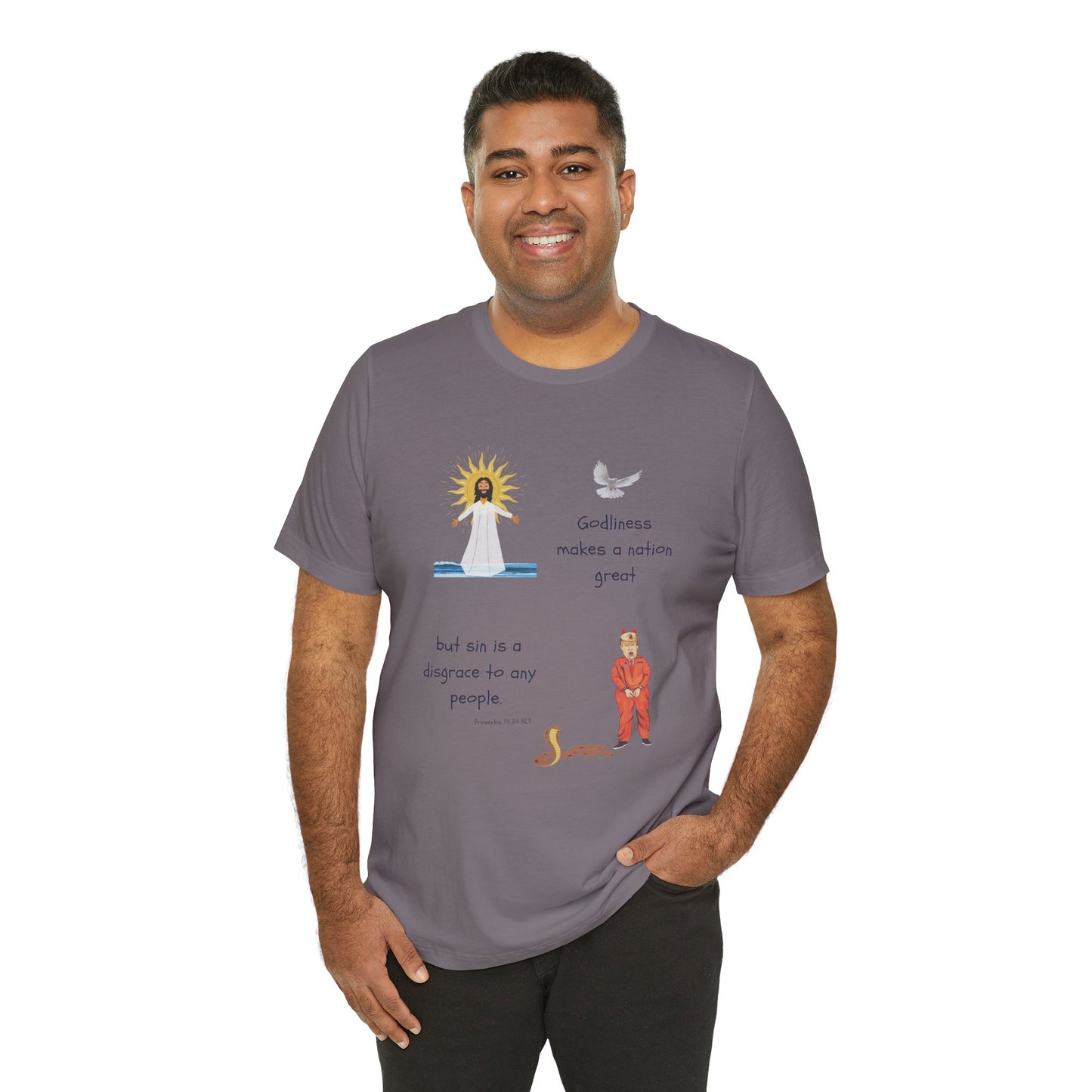Godliness Makes a Nation Cotton Jersey Unisex T-Shirt Great Christian Gift Political Humor
