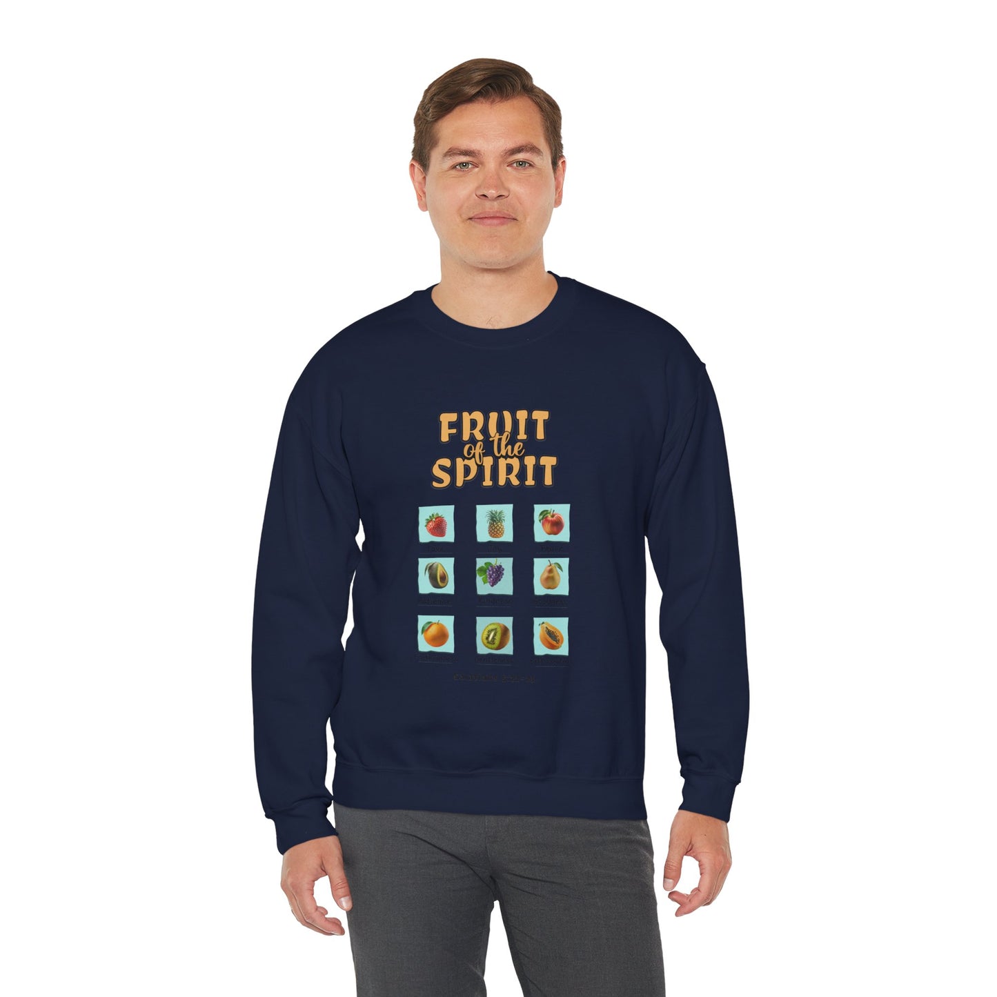 Fruit of the Spirit Unisex Crewneck Sweatshirt, Christian Scriptural Kindness Gentle Patience Inspirational Bible Verse Apparel