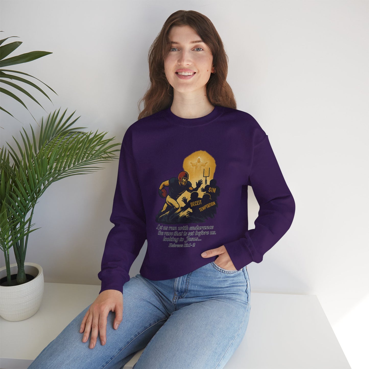 Let Us Run With Endurance Unisex Crewneck Sweatshirt, Christian Gift Faith-Based Styling Apparel, Everyday Comfort