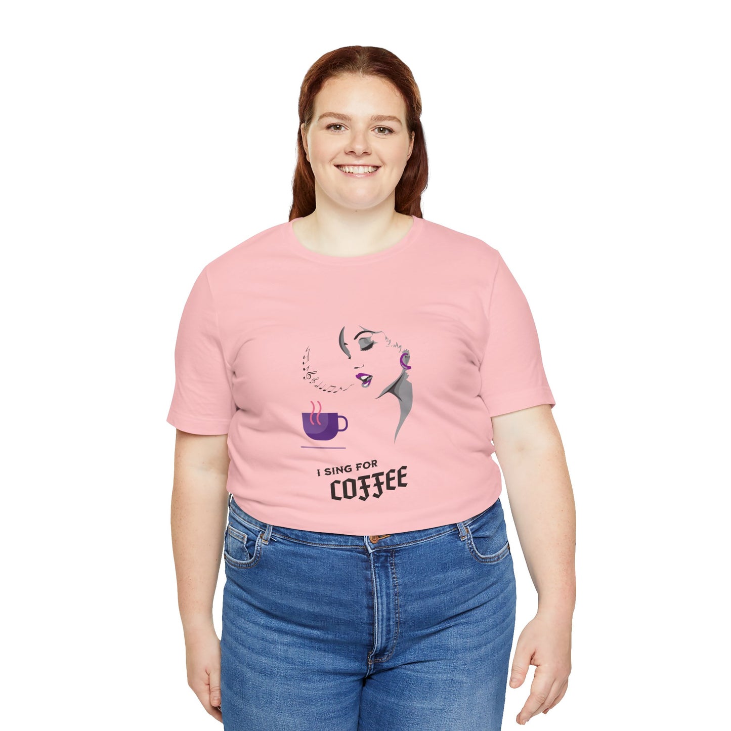 I Sing for Coffee Cotton Unisex T-Shirt, Gift for Coffee Enthusiasts, Casual Graphic T-Shirt, Coffee Lovers
