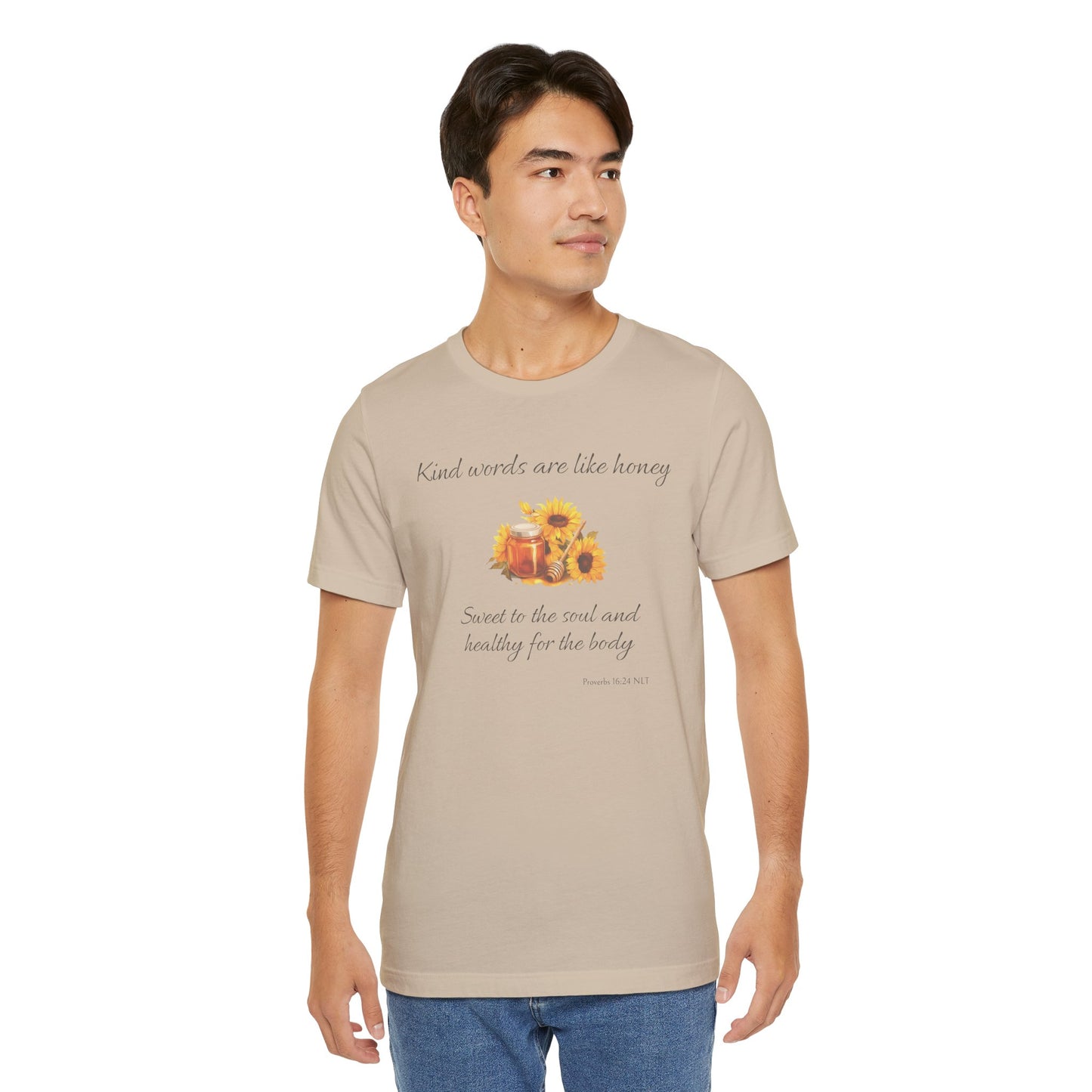 Kind Words Are Like Honey Cotton Unisex Jersey T-Shirt, Bible Verse Gift for Every Christian