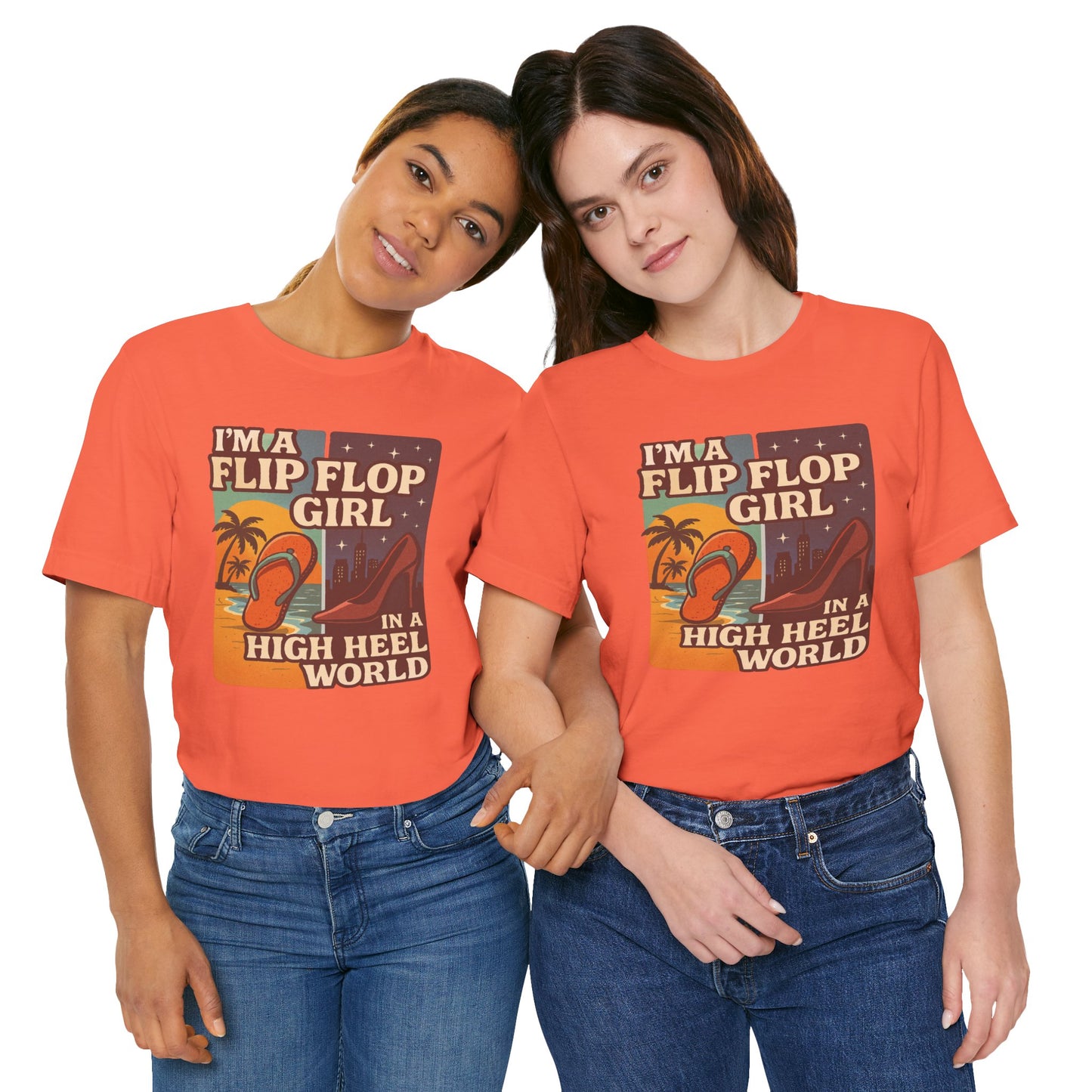 I'm a Flip Flop Girl in a High Heel World Cotton Unisex T-Shirt - Fun Summer Vibes