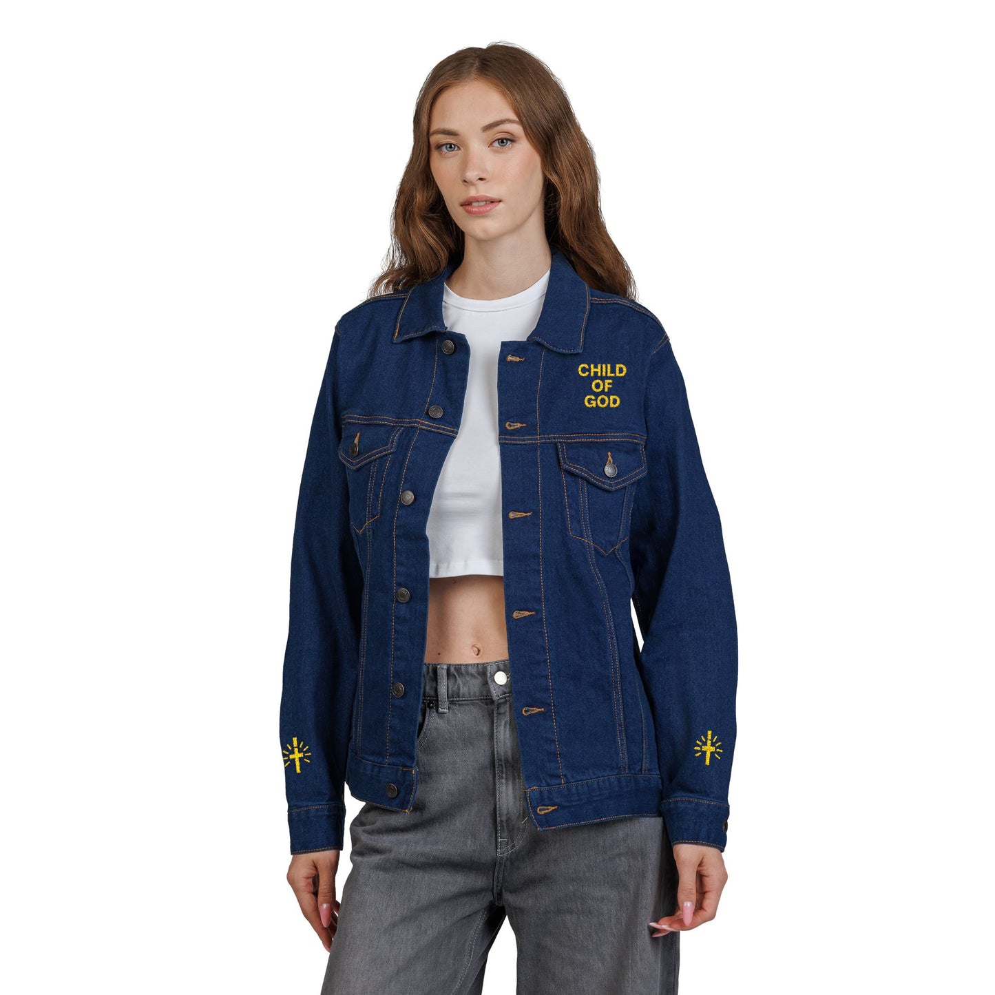 Child of God Embroidered Unisex Denim Jacket - Stylish Layering for Every Occasion, Casual Wear Gift Idea