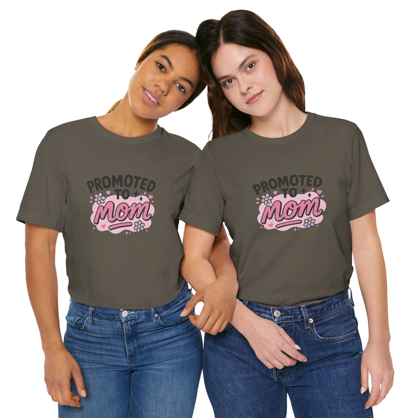Promoted to Mom Unisex Cotton T-Shirt Unisex Jersey Tee for Expecting Moms, Mother's Day Gift, Cute Baby Announcement