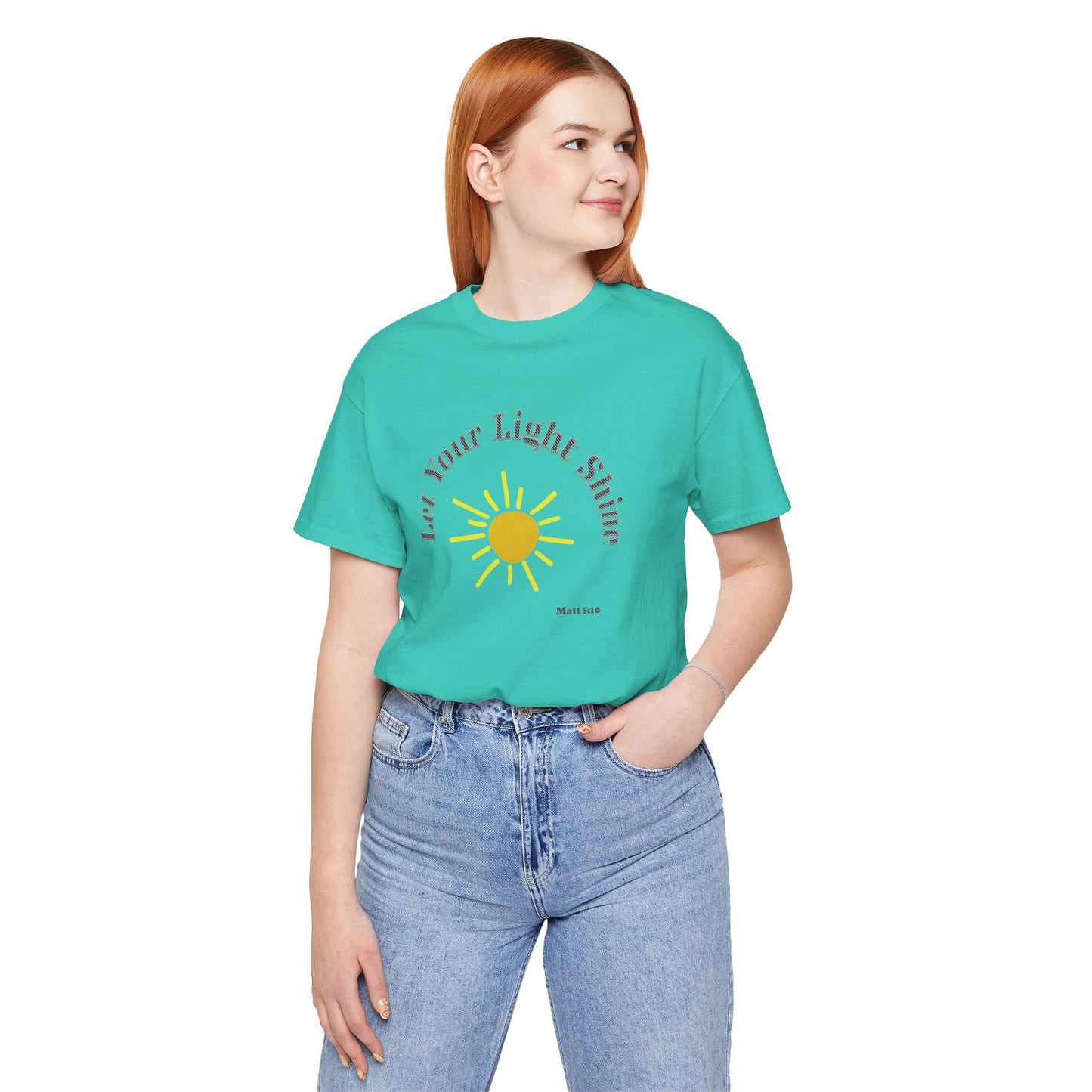 Let Your Light Shine Cotton Unisex Jersey T-Shirt, Inspirational Sun Graphic Tee
