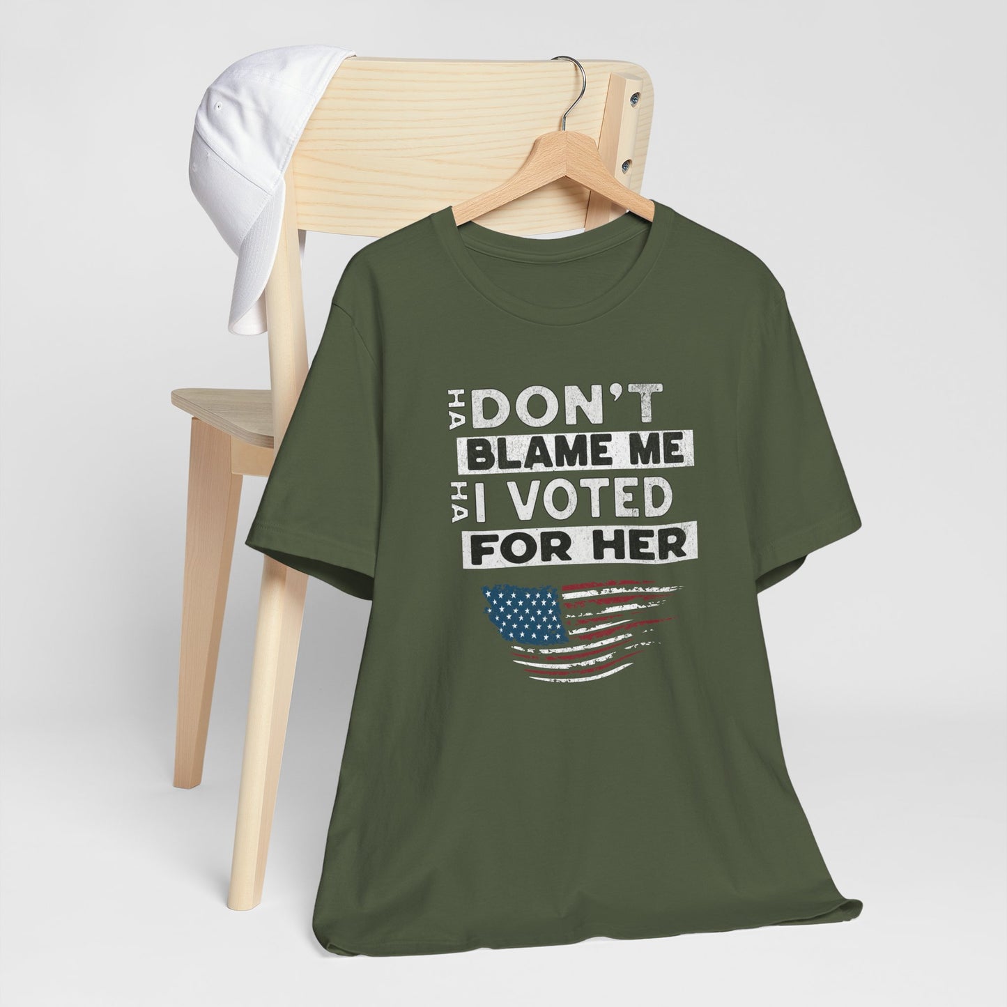 Don't Blame Me I Voted for Her Cotton Unisex Jersey T-Shirt, Political Humor, Election Day Tee, Women's Empowerment, Gift for Activists