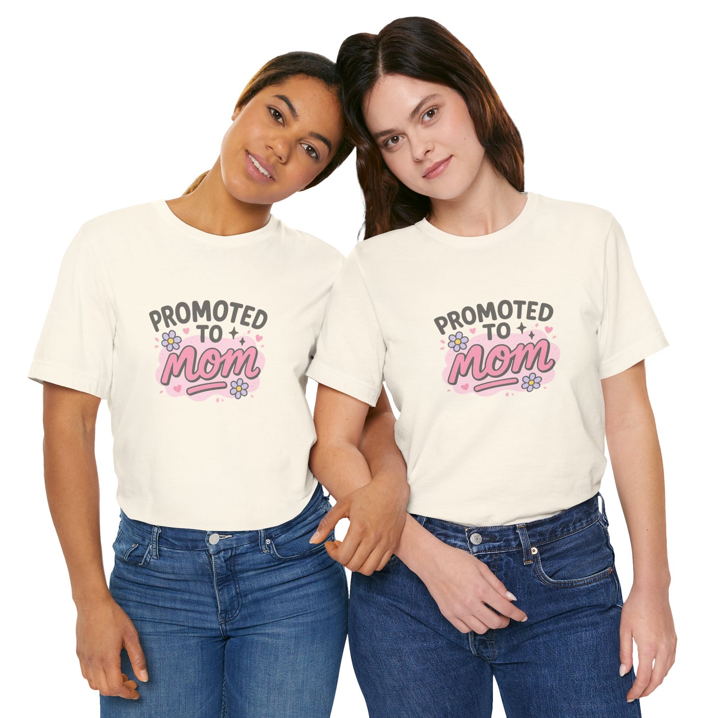 Promoted to Mom Unisex Cotton T-Shirt Unisex Jersey Tee for Expecting Moms, Mother's Day Gift, Cute Baby Announcement