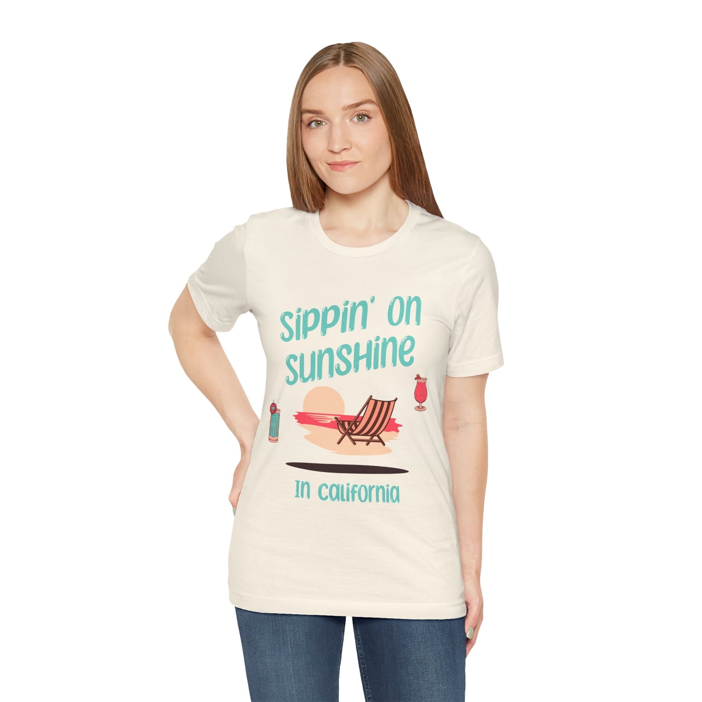 Sippon on Sunshine Cotton Unisex Jersey T-Shirt, Summer Beach Vibes Graphic T-Shirt