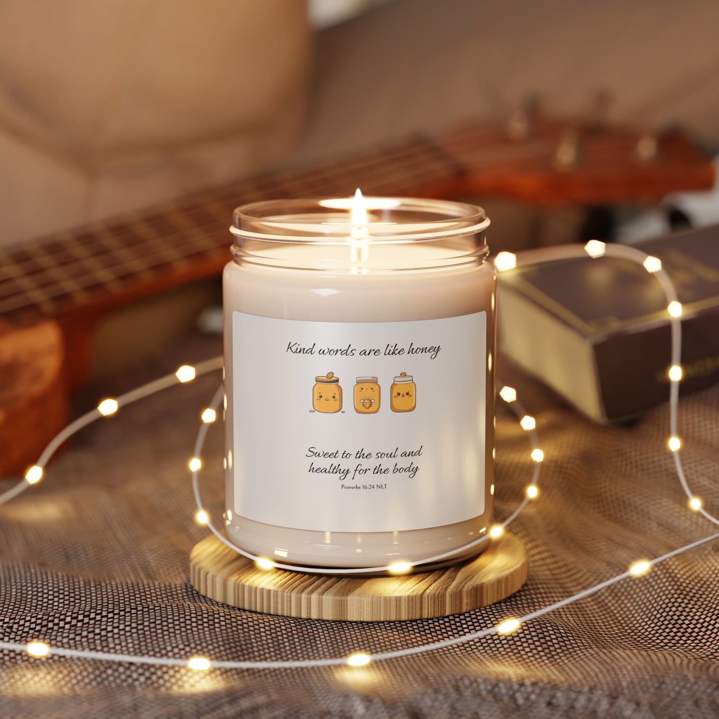 Kind Words Are Like Honey Soy Candle, Scripture Based Quote, Glass Jar Home Decor, Aromatherapy Gift, Relaxation Meditation