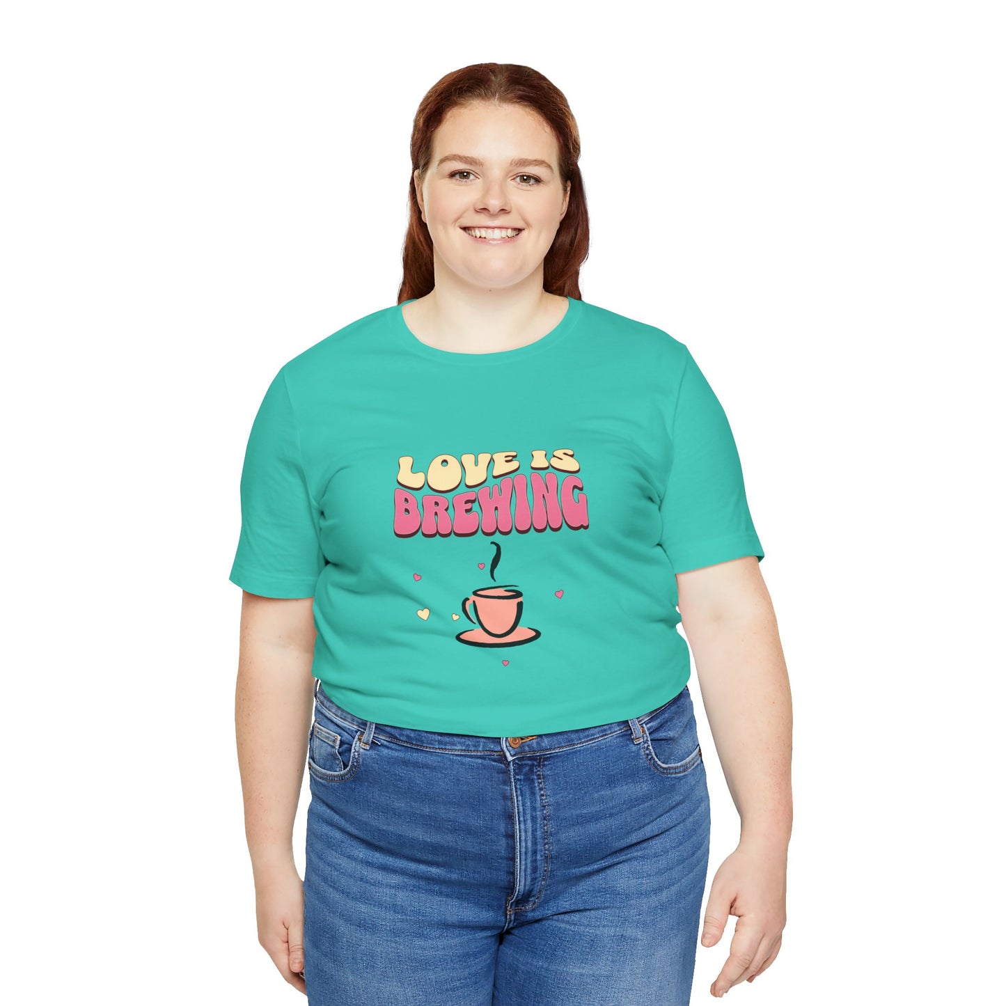 Love is Brewing Cotton Unisex T-Shirt, Gift for Couples, Valentine's Day Shirt, Relationship Humor, Cute Graphic Tee, Coffee Lovers