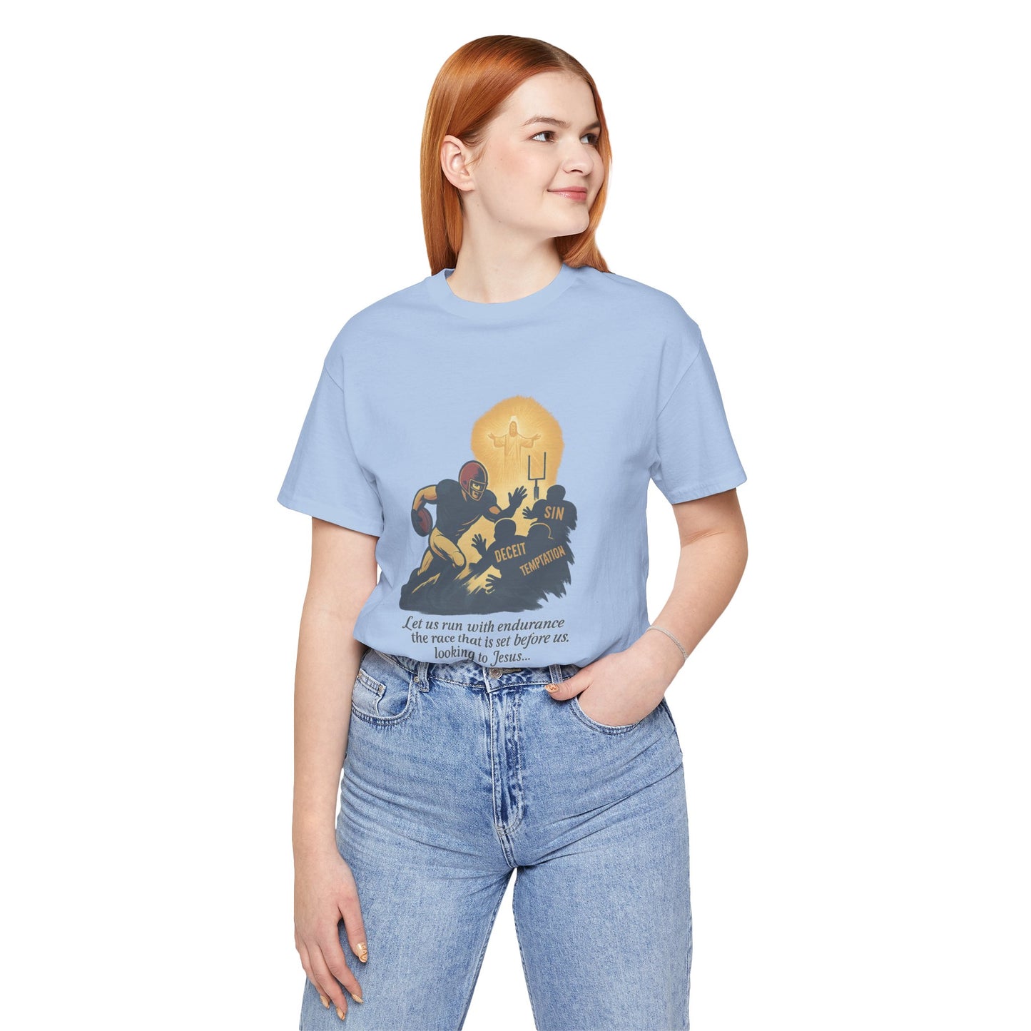 Let Us Run With Endurance Cotton Unisex T-Shirt - Christian Scripture Tee