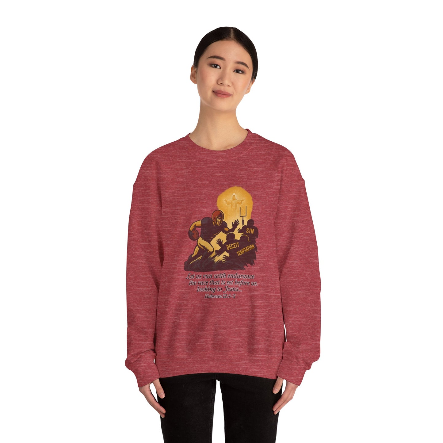 Let Us Run With Endurance Unisex Crewneck Sweatshirt, Christian Gift Faith-Based Styling Apparel, Everyday Comfort