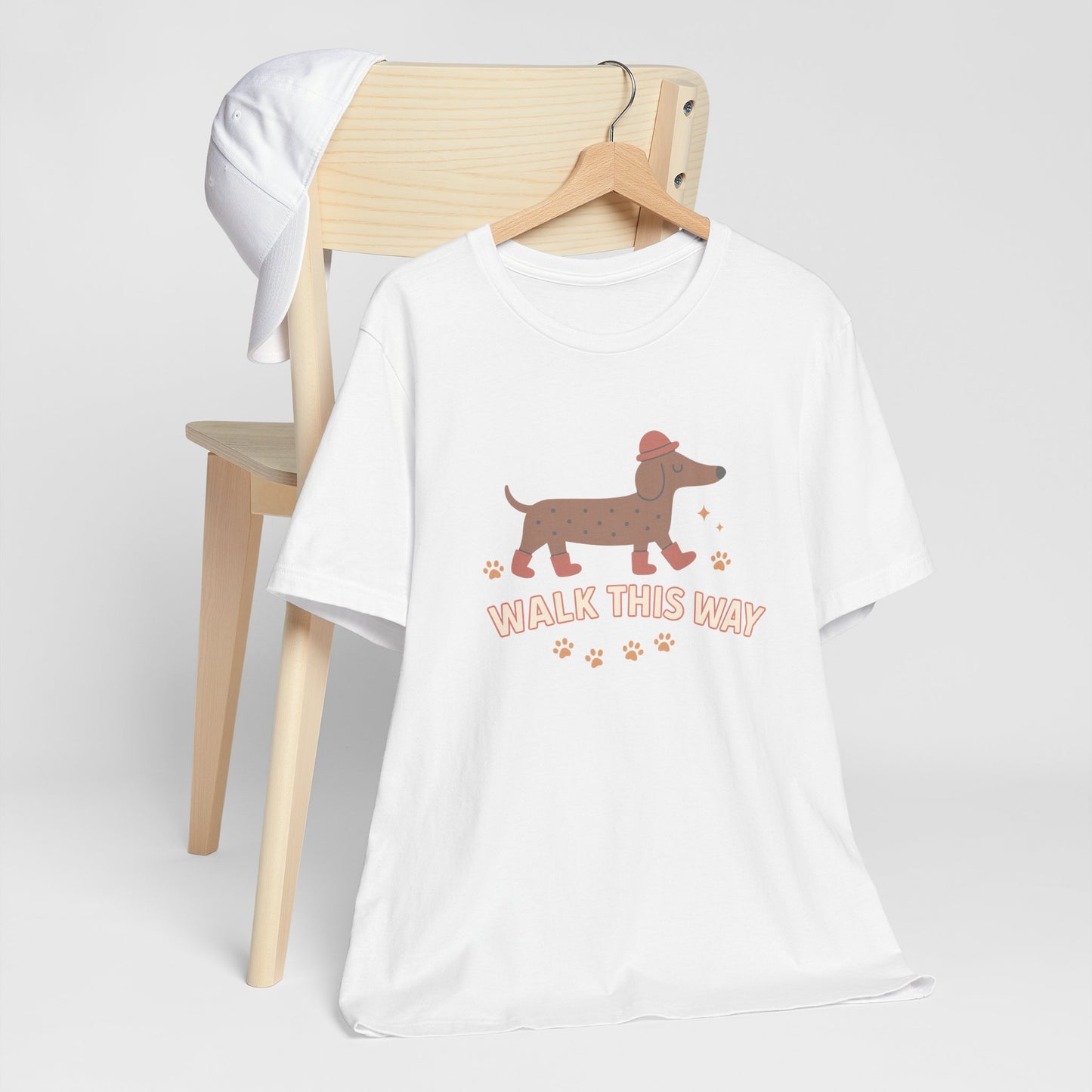 Dachshund Walk This Way Unisex Cotton T-Shirt, Cute Dog Lover Gift, Funny Pet Owner Shirt