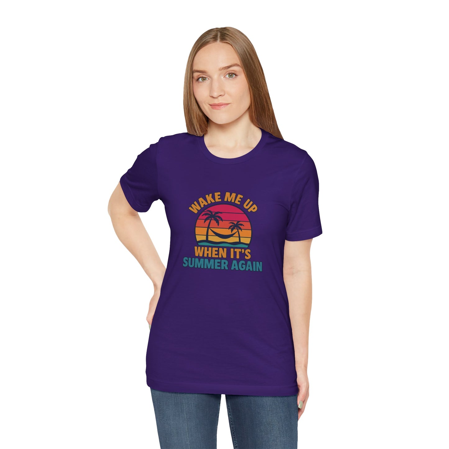 Wake Me Up When It's Summer Again Unisex Cotton T-Shirt, Vacation Shirt, Beachwear, Gift for Beach Lovers Back to School