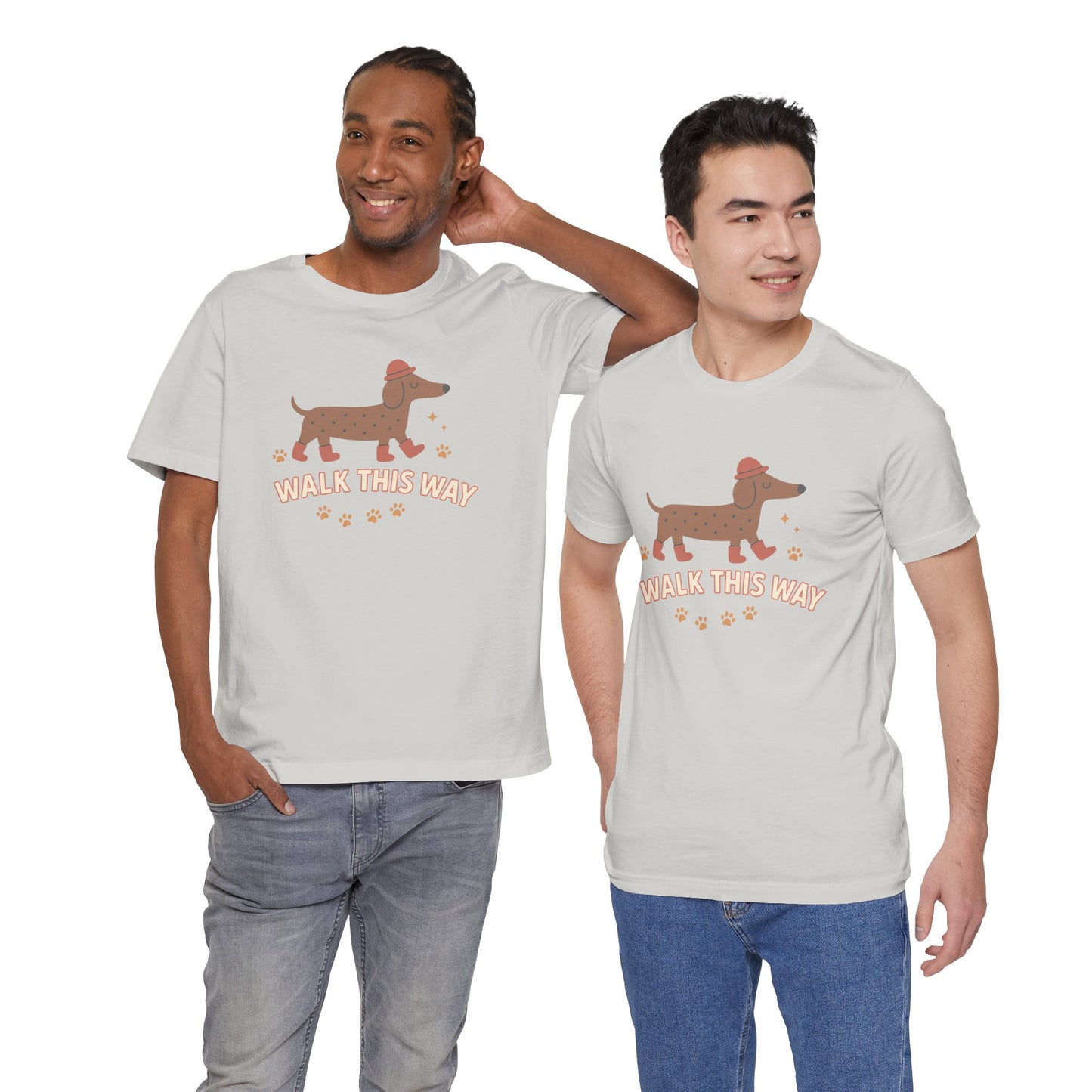 Dachshund Walk This Way Unisex Cotton T-Shirt, Cute Dog Lover Gift, Funny Pet Owner Shirt