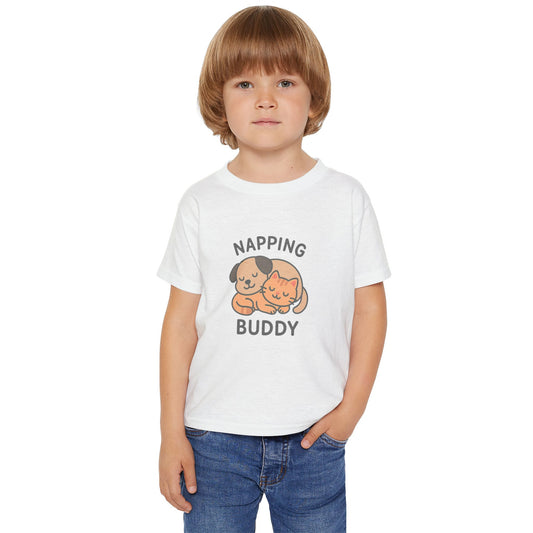 Napping Buddy Toddler T-shirt, Cute Kids Tee, Puppy and Kitten Design