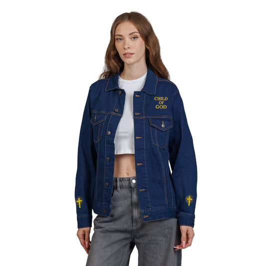Child of God Armor of God Embroidered Unisex Denim Jacket, Perfect Gift for Him/Her, Summer Style, Fashionable Streetwear