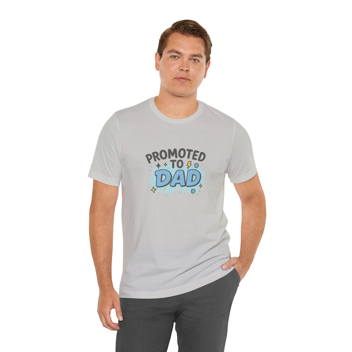 Promoted to Dad Unisex Cotton T-Shirt, Father's Day Gift, New Dad Clothing, Baby Announcement Tee