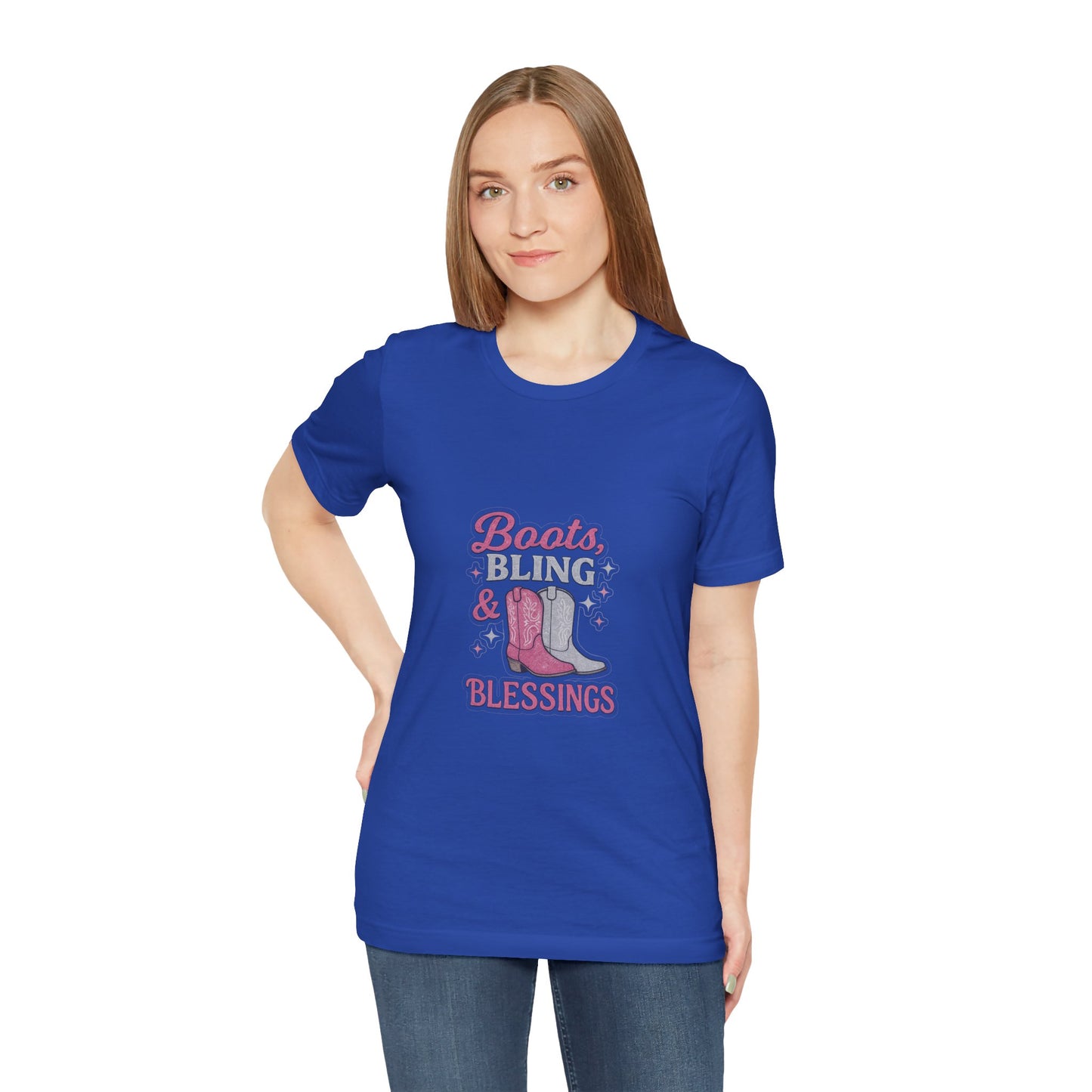 Boots, Bling & Blessings — Glam Cowgirl Faith T-Shirt | Pink & Silver Western Christian Tee
