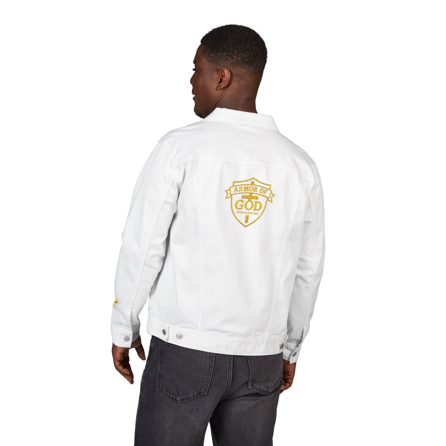 Child of God Armor of God Embroidered Unisex Denim Jacket, Perfect Gift for Him/Her, Summer Style, Fashionable Streetwear