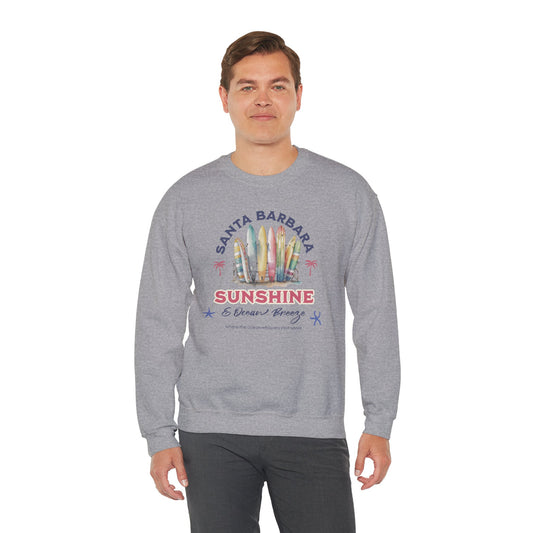 Sunshine Ocean Breeze Santa Barbara Unisex Crewneck Sweatshirt Pullover, Beach Vibes