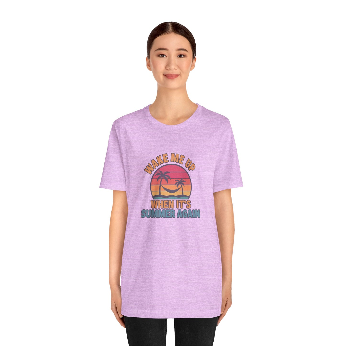Wake Me Up When It's Summer Again Unisex Cotton T-Shirt, Vacation Shirt, Beachwear, Gift for Beach Lovers Back to School