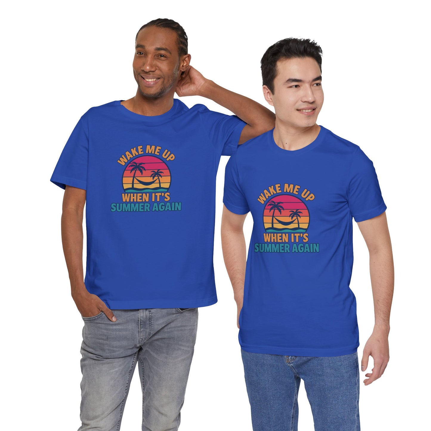 Wake Me Up When It's Summer Again Unisex Cotton T-Shirt, Vacation Shirt, Beachwear, Gift for Beach Lovers Back to School