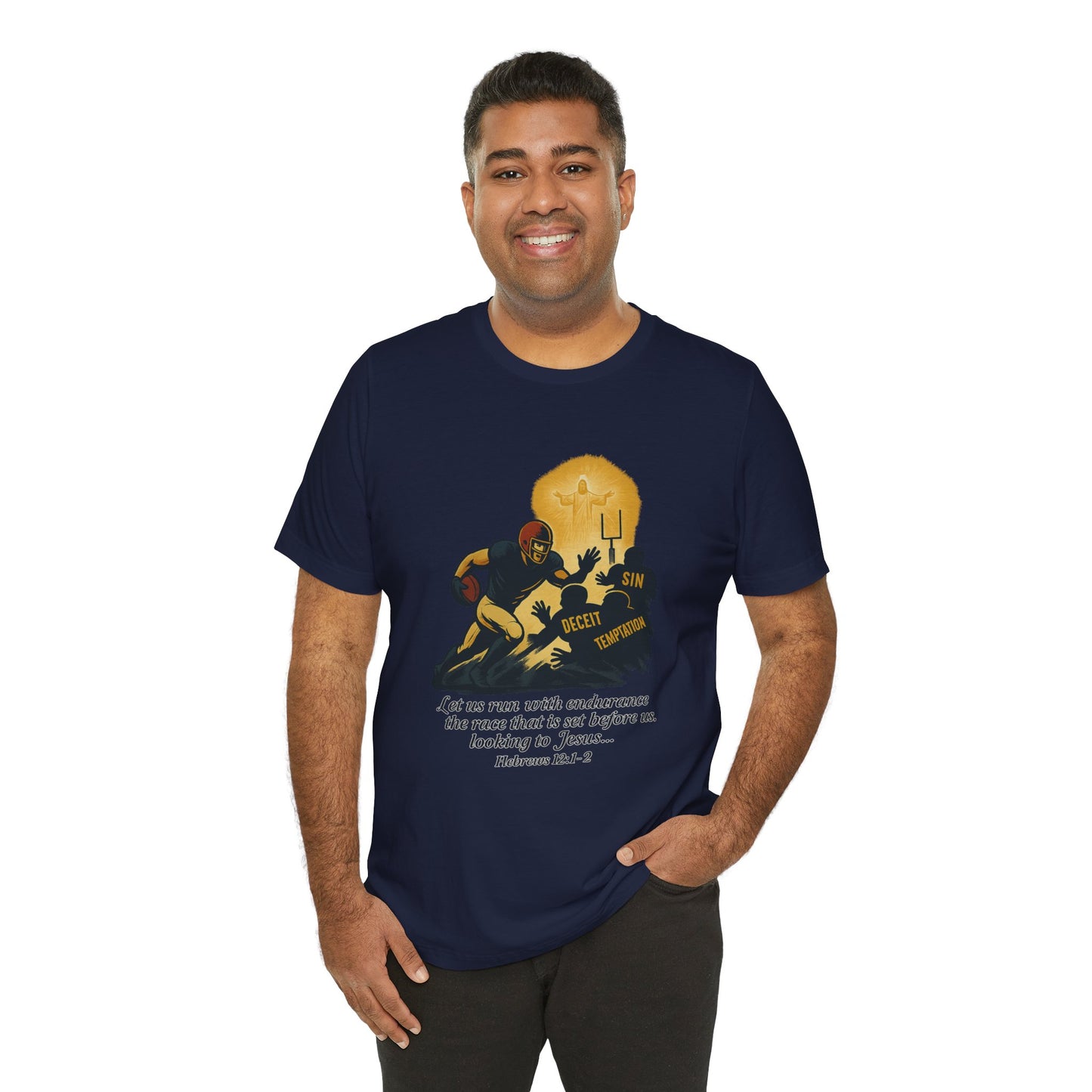 Let Us Run With Endurance Cotton Unisex T-Shirt - Christian Scripture Tee