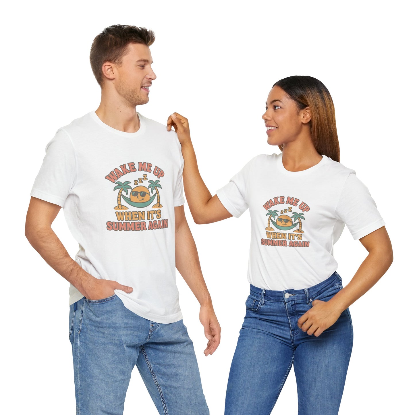 Wake Me Up When It's Summer Again Unisex Cotton T-Shirt, Summer Vibes Top, Casual Fun Apparel