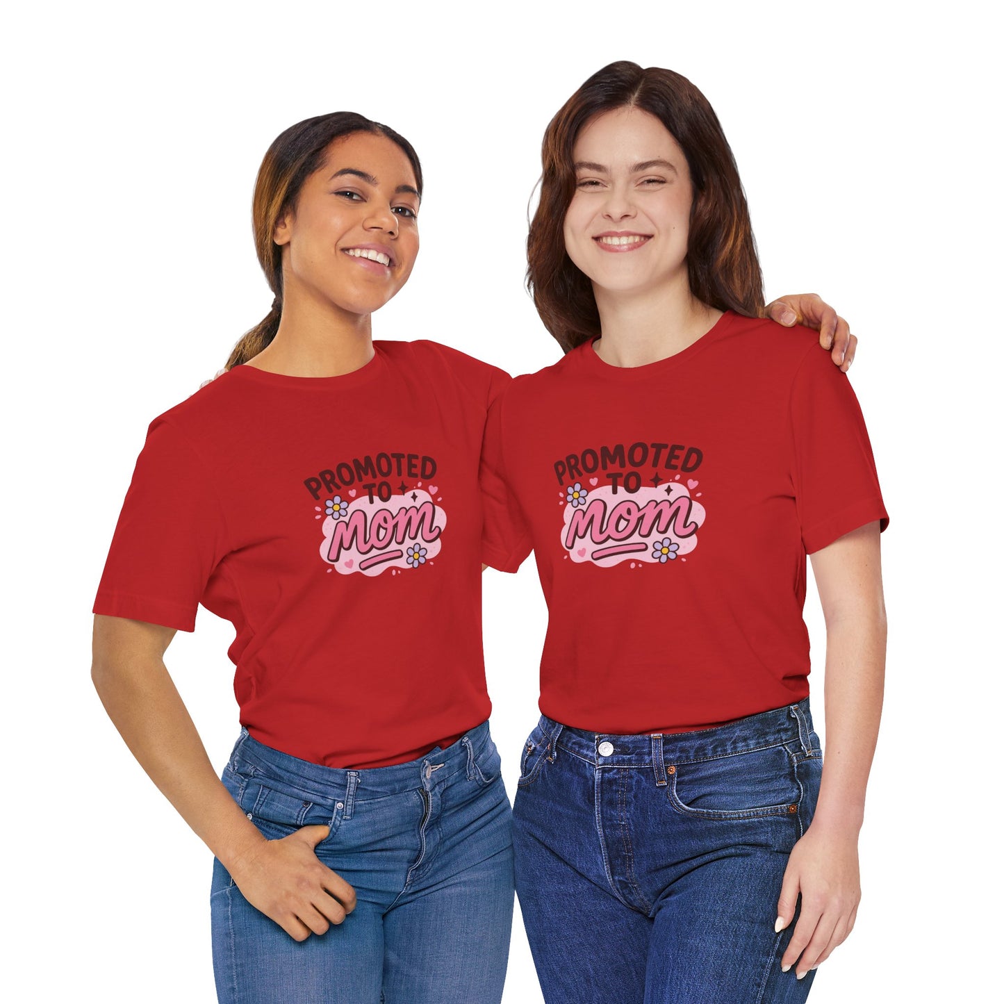 Promoted to Mom Unisex Cotton T-Shirt Unisex Jersey Tee for Expecting Moms, Mother's Day Gift, Cute Baby Announcement