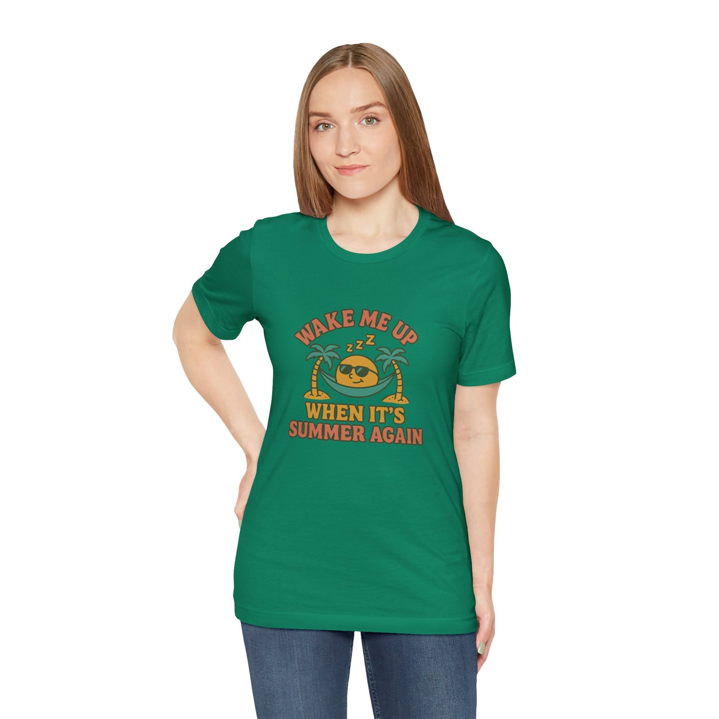 Wake Me Up When It's Summer Again Unisex Cotton T-Shirt, Summer Vibes Top, Casual Fun Apparel