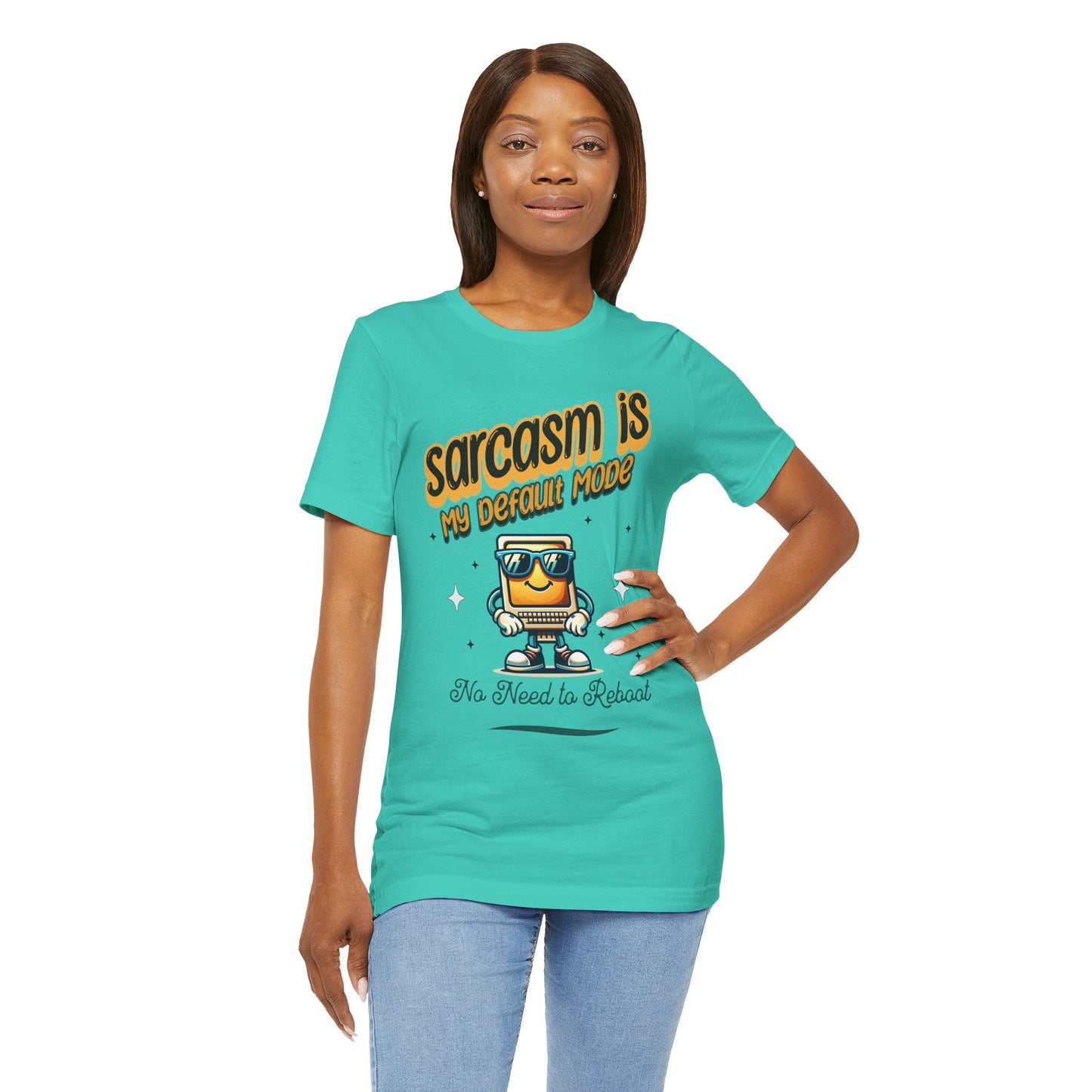 Sarcasm Is My Default Mode Cotton Jersey Unisex T-Shirt, Funny Sarcasm Computer Humor Comfy Casual