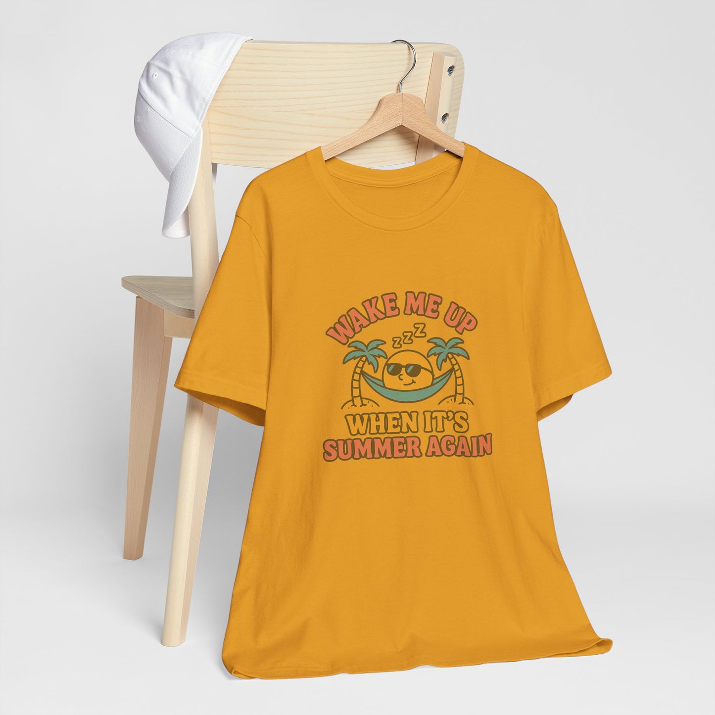 Wake Me Up When It's Summer Again Unisex Cotton T-Shirt, Summer Vibes Top, Casual Fun Apparel