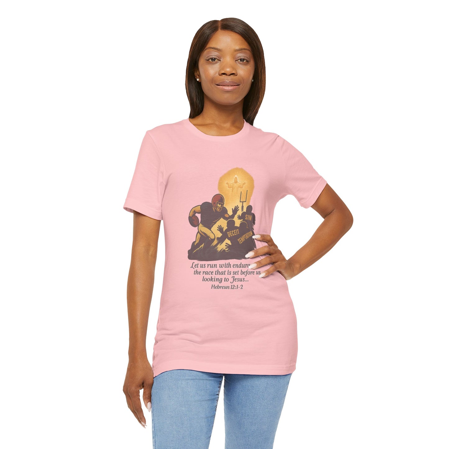 Let Us Run With Endurance Cotton Unisex T-Shirt - Christian Scripture Tee