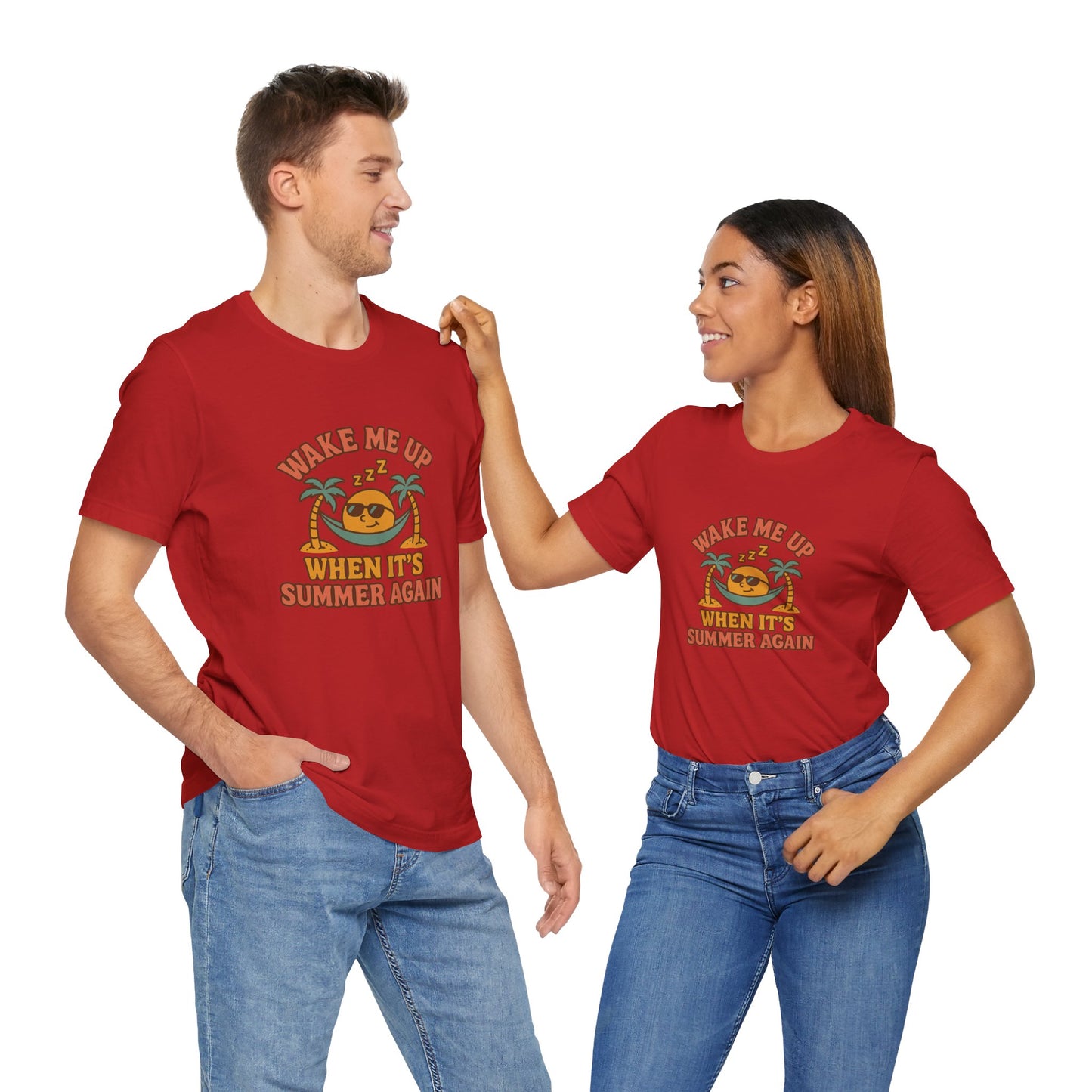 Wake Me Up When It's Summer Again Unisex Cotton T-Shirt, Summer Vibes Top, Casual Fun Apparel