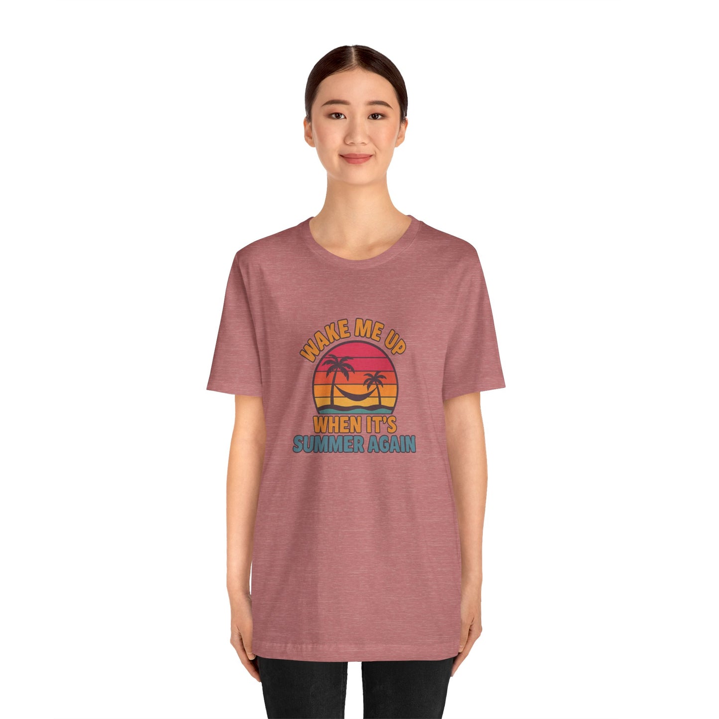 Wake Me Up When It's Summer Again Unisex Cotton T-Shirt, Vacation Shirt, Beachwear, Gift for Beach Lovers Back to School