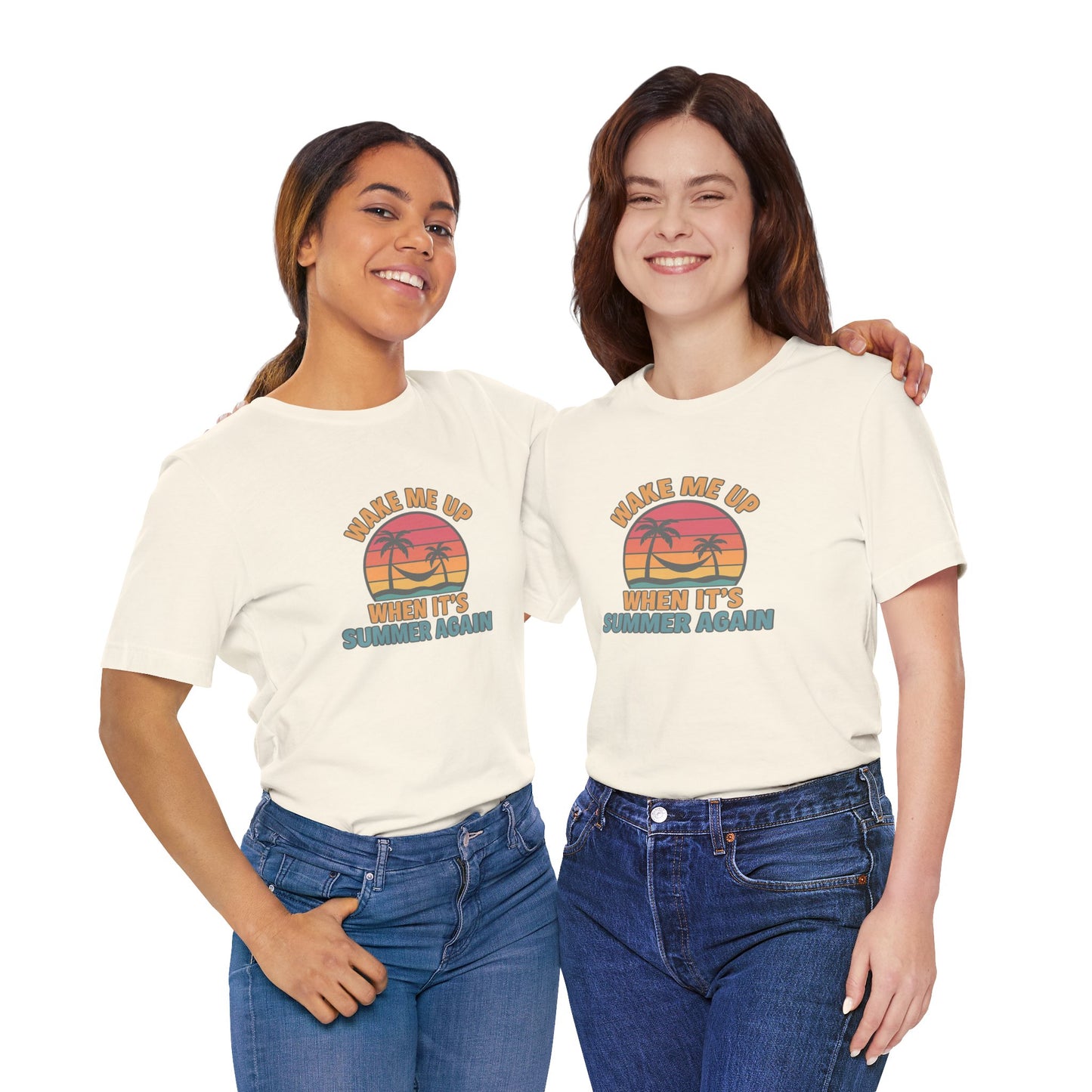 Wake Me Up When It's Summer Again Unisex Cotton T-Shirt, Vacation Shirt, Beachwear, Gift for Beach Lovers Back to School