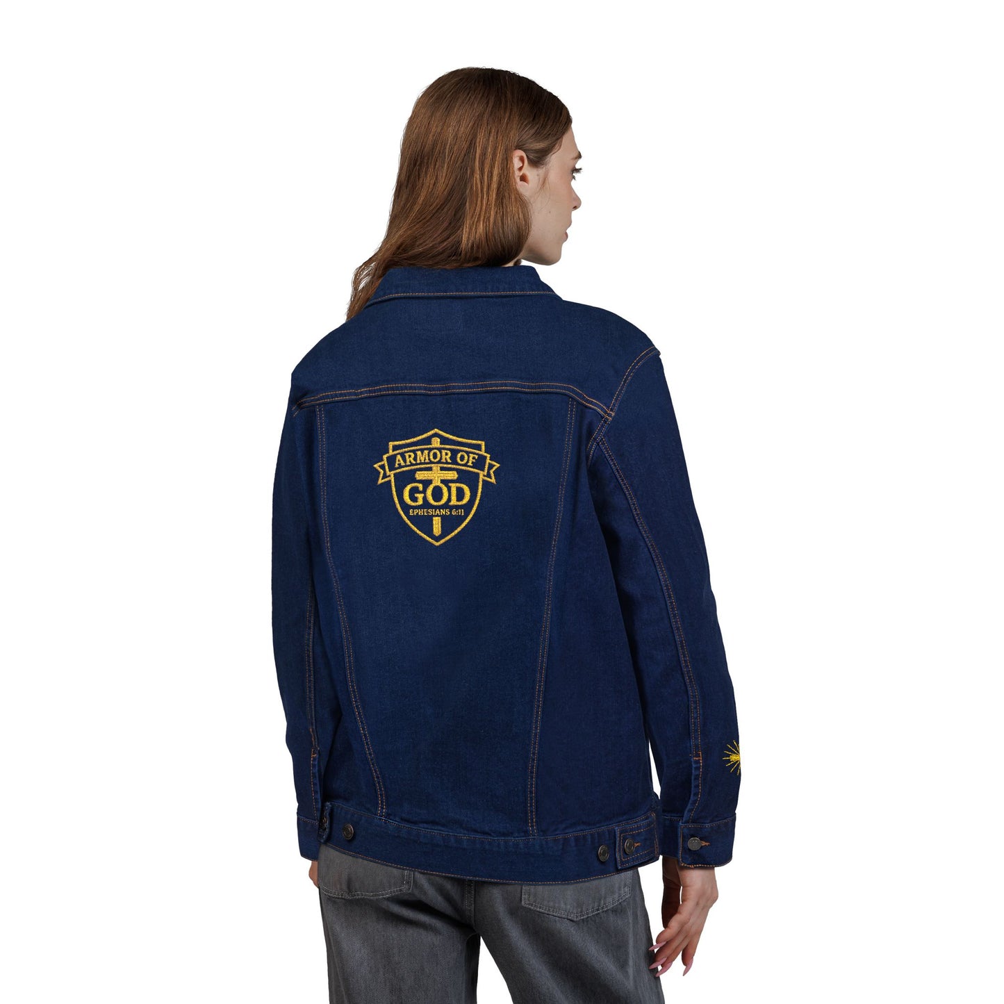 Child of God Armor of God Embroidered Unisex Denim Jacket, Perfect Gift for Him/Her, Summer Style, Fashionable Streetwear