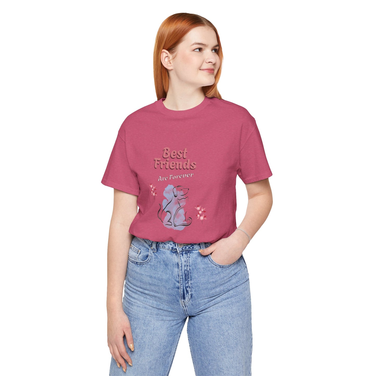 Best Friends Are Forever Cotton Unisex T-Shirt - Dog and Cat Lovers Shirt, Friendship Gift