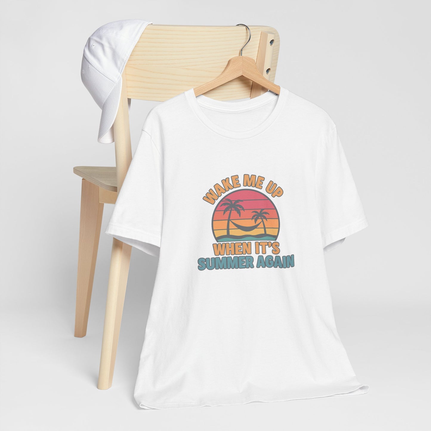 Wake Me Up When It's Summer Again Unisex Cotton T-Shirt, Vacation Shirt, Beachwear, Gift for Beach Lovers Back to School
