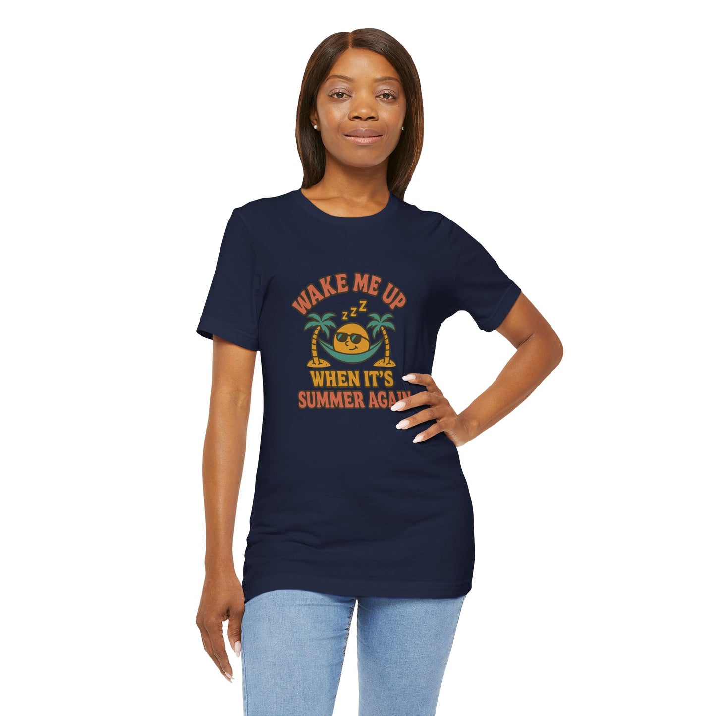 Wake Me Up When It's Summer Again Unisex Cotton T-Shirt, Summer Vibes Top, Casual Fun Apparel