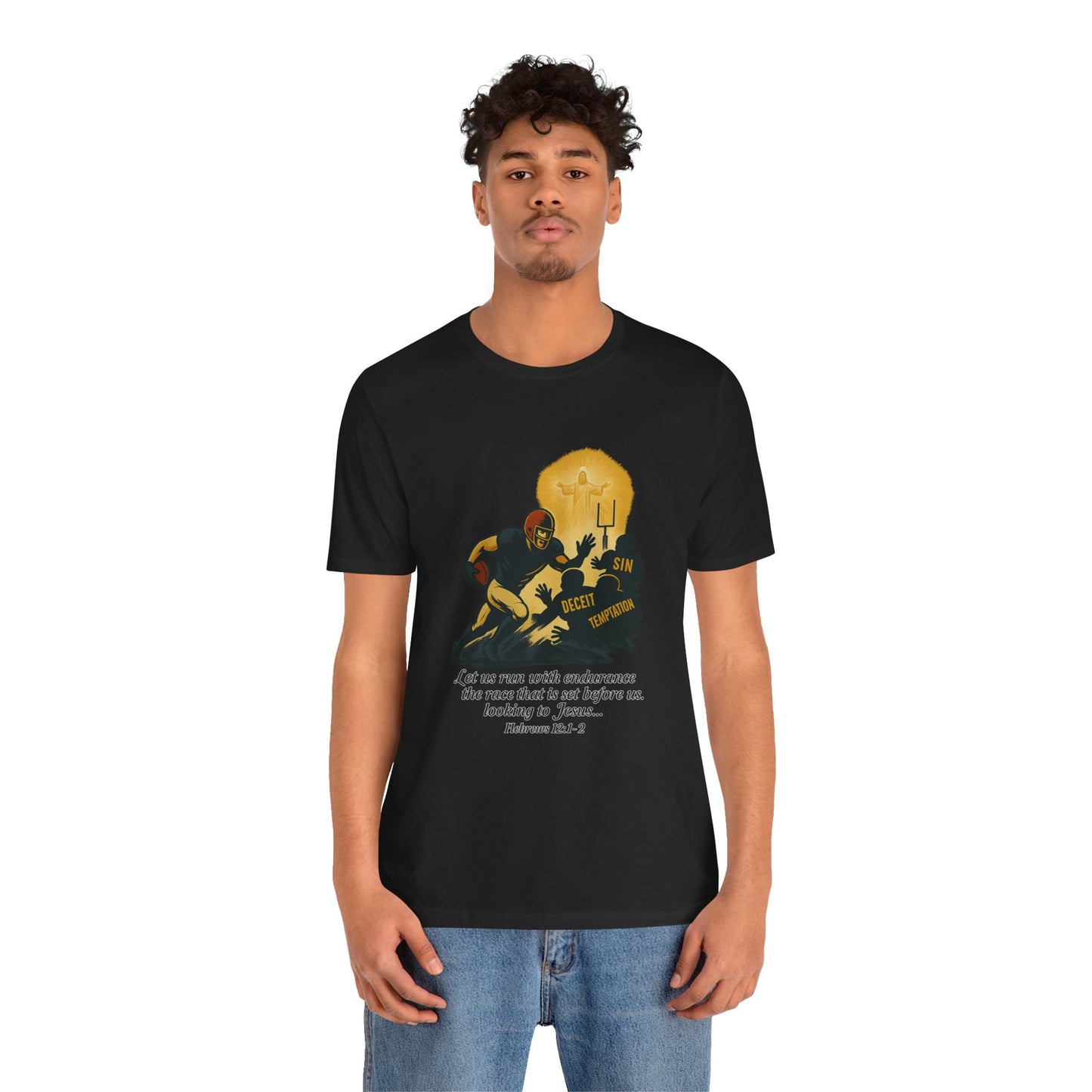 Let Us Run With Endurance Cotton Unisex T-Shirt - Christian Scripture Tee
