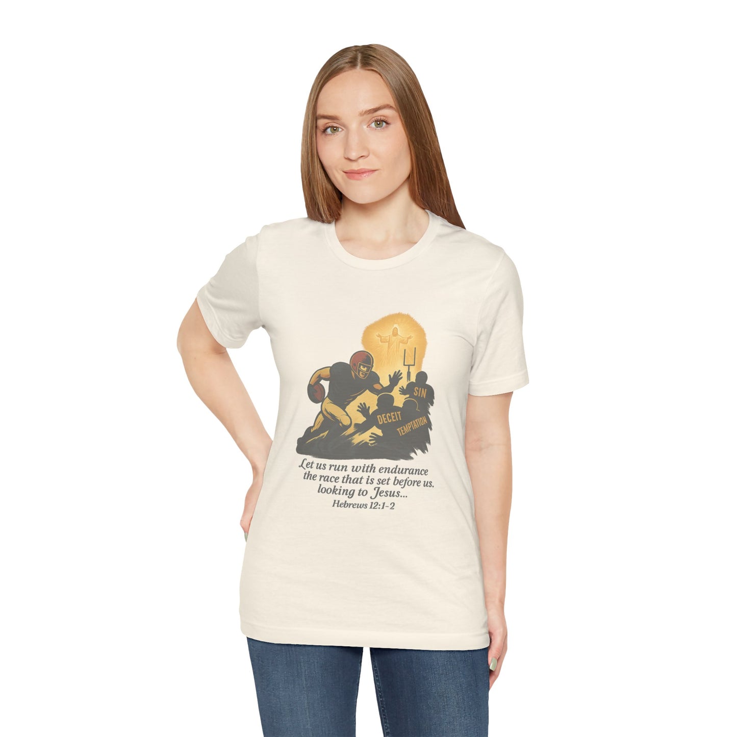 Let Us Run With Endurance Cotton Unisex T-Shirt - Christian Scripture Tee