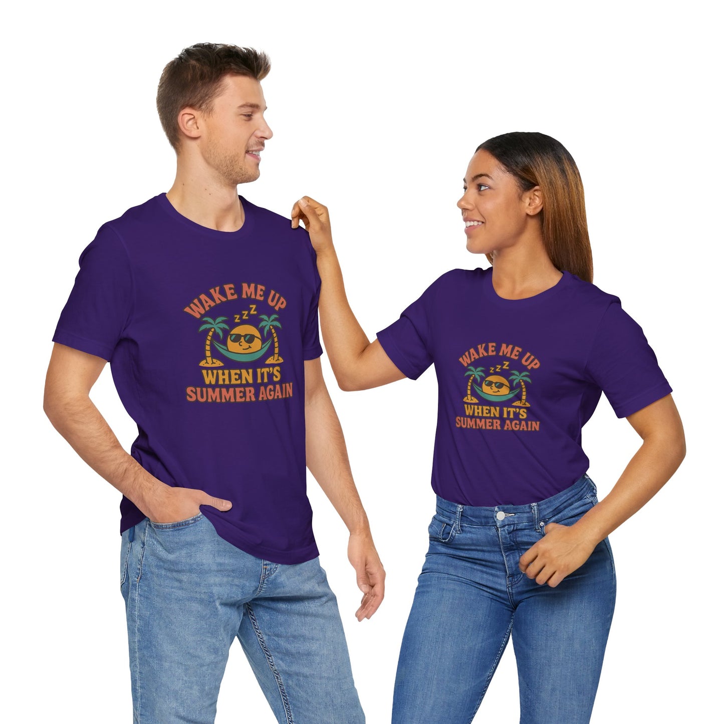 Wake Me Up When It's Summer Again Unisex Cotton T-Shirt, Summer Vibes Top, Casual Fun Apparel