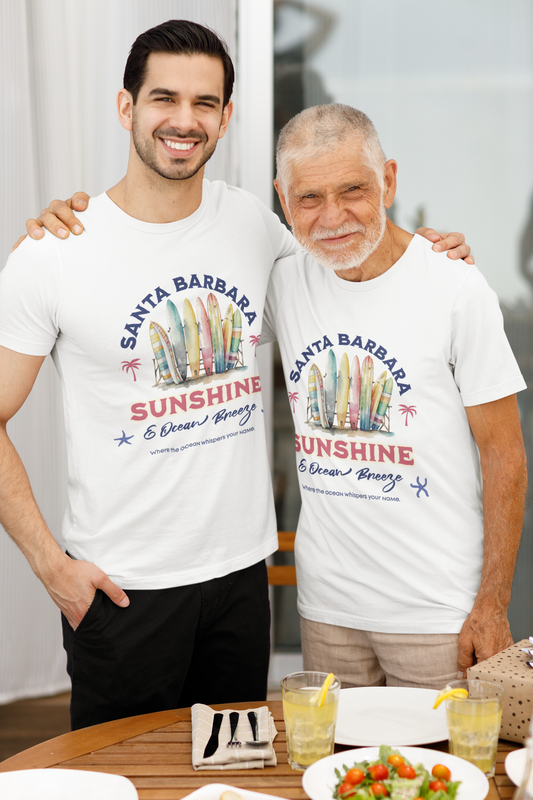 Sunshine Ocean Breeze Santa Barbara Cotton Unisex Jersey T-Shirt, Casual Summer Beach Fun Vibes