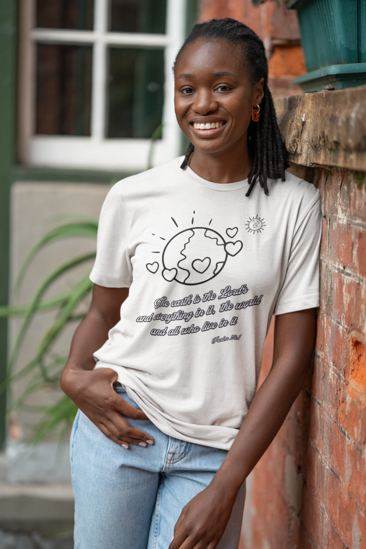 The Earth is the Lord's Cotton Unisex Jersey T-Shirt Scripture Based Christian Gift