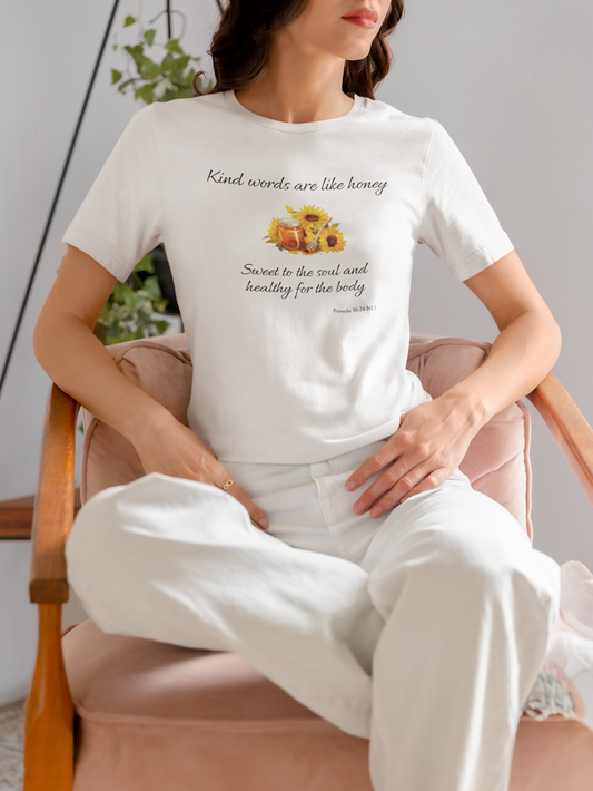 Kind Words Are Like Honey Cotton Unisex Jersey T-Shirt, Bible Verse Gift for Every Christian