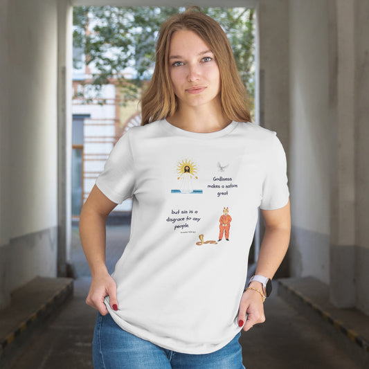 Godliness Makes a Nation Cotton Jersey Unisex T-Shirt Great Christian Gift Political Humor