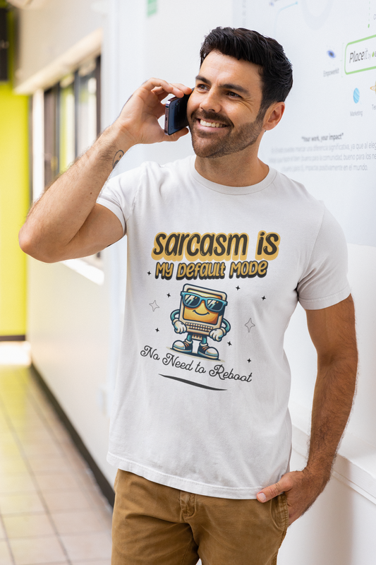 Sarcasm Is My Default Mode Cotton Jersey Unisex T-Shirt, Funny Sarcasm Computer Humor Comfy Casual